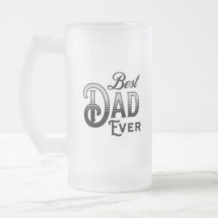 Caneca De Cerveja Vidro Jateado Melhor Pai Nunca   Texto da Vintage em Preto e Bra
