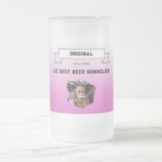 Caneca De Cerveja Vidro Jateado Melhor Sommelier de Cerveja & Gradiente Rosa Branc
