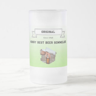 Caneca De Cerveja Vidro Jateado Melhor Sommelier de Cerveja Gradiente Verde Branco
