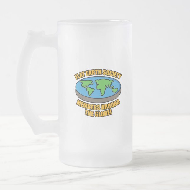Caneca De Cerveja Vidro Jateado Membros da Flat Earth Society (Esquerda)