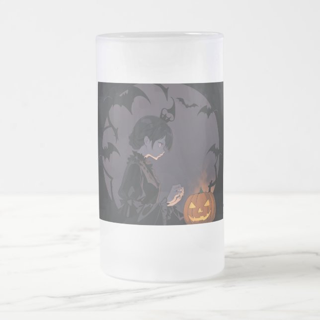 Caneca De Cerveja Vidro Jateado menina do halloween (Centro)