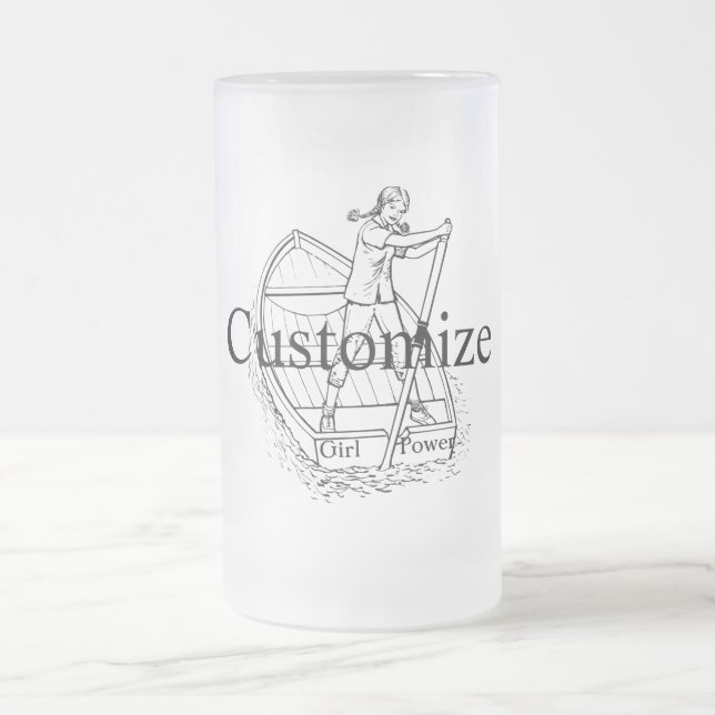 Caneca De Cerveja Vidro Jateado Menina Poder Barco de Remo Thunder_Cove  (Centro)