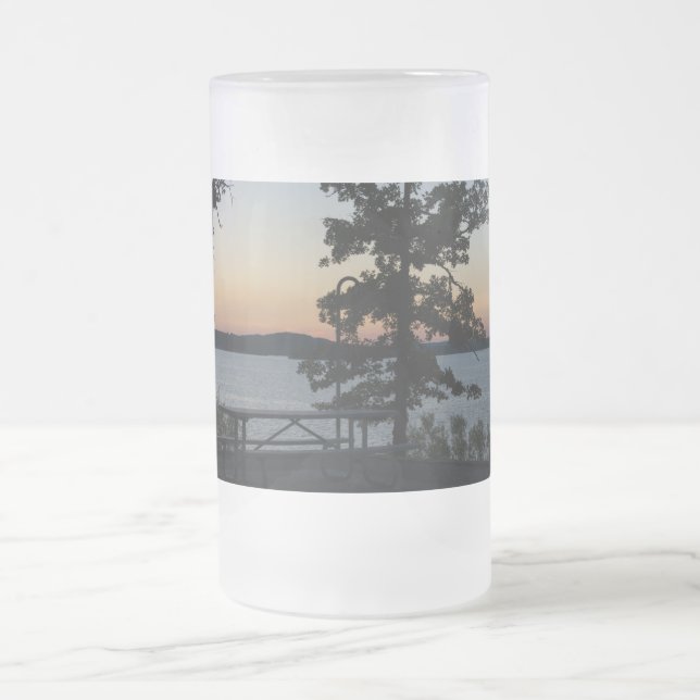Caneca De Cerveja Vidro Jateado Mesa Rock Sunset Fosco Mug (Centro)