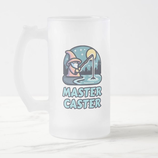 Caneca De Cerveja Vidro Jateado Mestre Caster Fantasy Pesca (Esquerda)