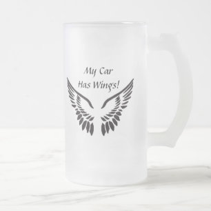 Caneca De Cerveja Vidro Jateado Meu Carro Tem Asas!