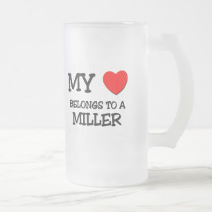 Caneca De Cerveja Vidro Jateado Meu coração pertence a um MILLER