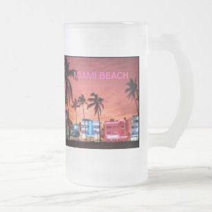 Caneca De Cerveja Vidro Jateado Miami Beach, Florida