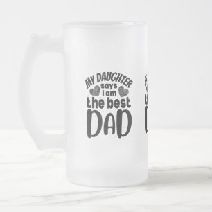 Caneca De Cerveja Vidro Jateado Minha filha diz que eu sou o melhor pai - grupo de