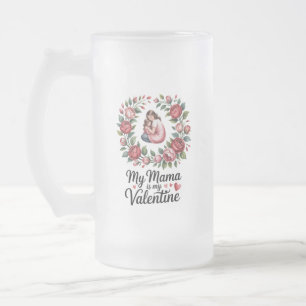 Caneca De Cerveja Vidro Jateado Minha Mãe é Minha Ilustração de Coroa Floral no Di