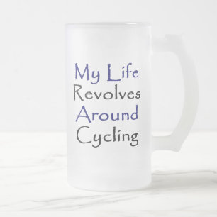 Caneca De Cerveja Vidro Jateado Minha vida revolve em torno do ciclismo