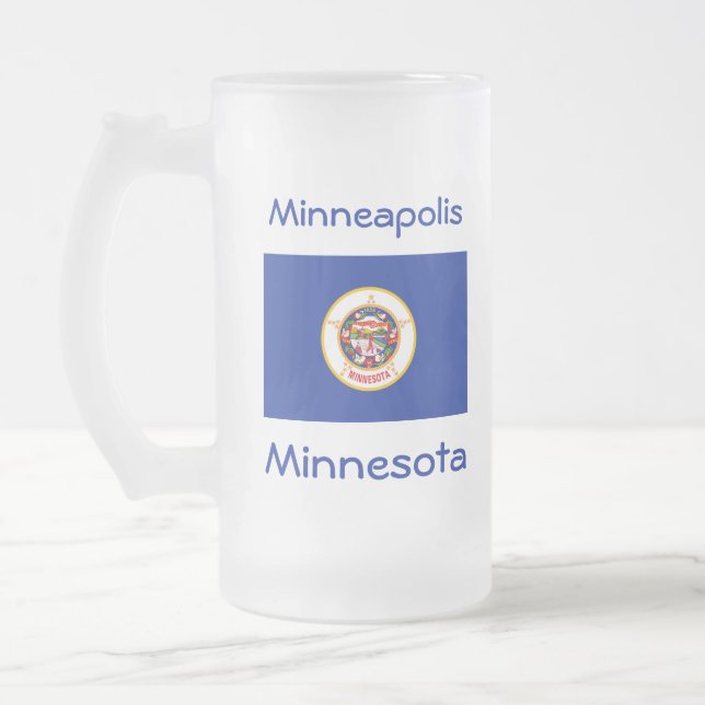 Caneca De Cerveja Vidro Jateado Minnesota Flag Map City (Esquerda)