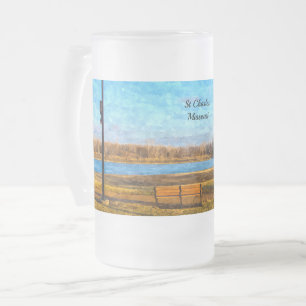 Caneca De Cerveja Vidro Jateado Missouri River Bench Painterly Fosco Mug