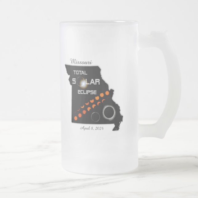 Caneca De Cerveja Vidro Jateado Missouri Solar Eclipse Fosco Beer Mug (Direita)