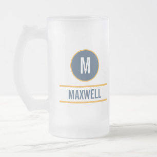Caneca De Cerveja Vidro Jateado Modelo de texto do nome do monograma personalizado