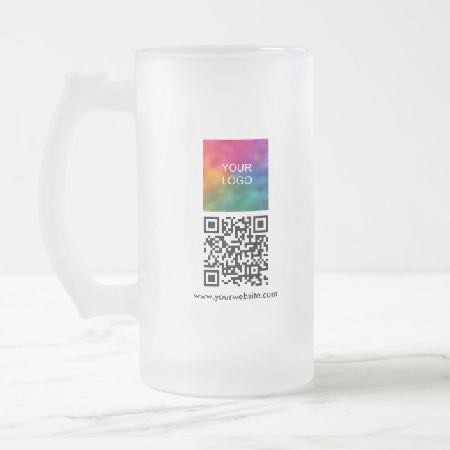 Caneca De Cerveja Vidro Jateado Modern Template Your Custom Logo QR Code (Esquerda)