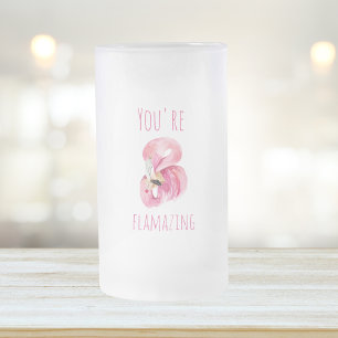 Caneca De Cerveja Vidro Jateado Moderno Você É Flagrante Beleza Rosa Flamingo