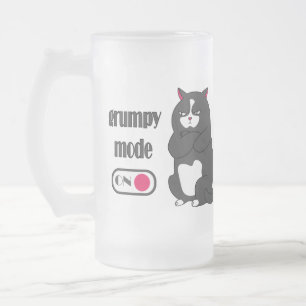 Caneca De Cerveja Vidro Jateado Modo rabugento em gato gordo engraçado