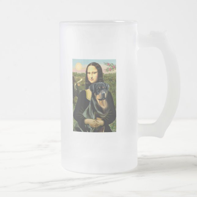 Caneca De Cerveja Vidro Jateado Mona Lisa - Rottweiler (#3) (Direita)