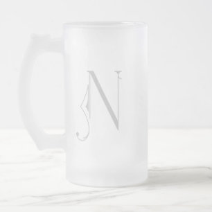 Caneca De Cerveja Vidro Jateado Monograma da Tipografia de Rolagem N
