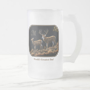 Caneca De Cerveja Vidro Jateado Monograma de Mule Deer Buck & Doe