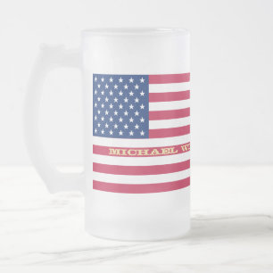 Caneca De Cerveja Vidro Jateado Monograma de Nome Personalizado da América Patri
