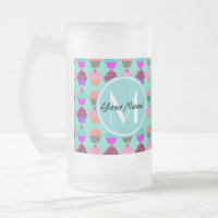 Monograma Personalizado do Cupcake Aqua