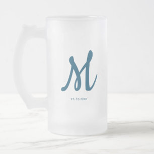 Caneca De Cerveja Vidro Jateado monograma simples personalizado adicione seu nome 
