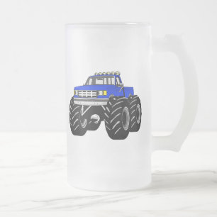 CANECA DE CERVEJA VIDRO JATEADO MONSTER TRUCK AZUL