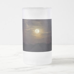Caneca De Cerveja Vidro Jateado Moon Silhouette Fosco Mug