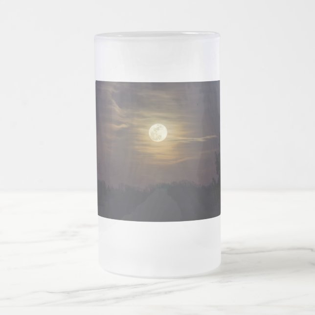 Caneca De Cerveja Vidro Jateado Moon Silhouette Fosco Mug (Centro)
