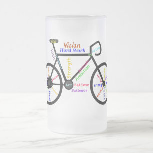 Caneca De Cerveja Vidro Jateado Motivational Bike, Cycle, Biking, Esportes Palavra