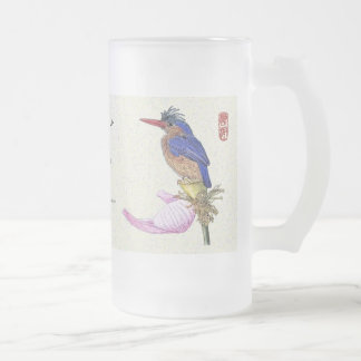 Caneca De Cerveja Vidro Jateado Mug_Bird_Kingfisher