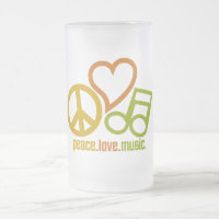 Mug de Música Peace Love - escolha estilo e cor