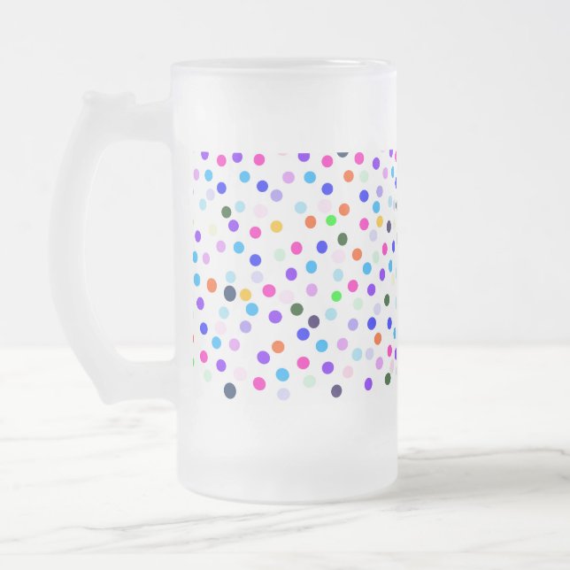 Caneca De Cerveja Vidro Jateado Mug de pontos multicoloridos (Esquerda)