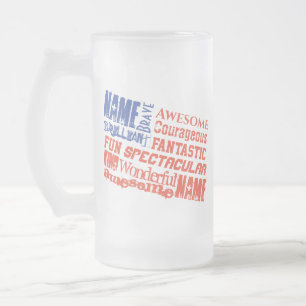 Caneca De Cerveja Vidro Jateado Mug Personalized Name(s) Words USA flag