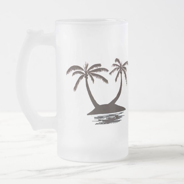 Caneca De Cerveja Vidro Jateado Mug - Silhouette Tropical Island (Esquerda)