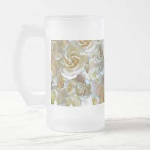 Caneca De Cerveja Vidro Jateado Muitas pétalas bonitas de rosa    