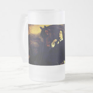 Caneca De Cerveja Vidro Jateado Mulher e Cavalo