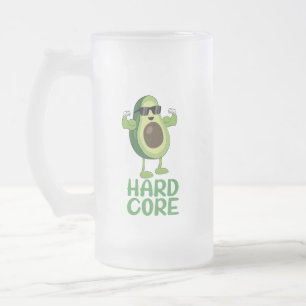 Caneca De Cerveja Vidro Jateado Muscular Hardcore Avocado Funny