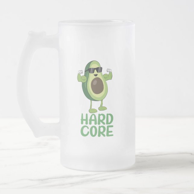 Caneca De Cerveja Vidro Jateado Muscular Hardcore Avocado Funny (Esquerda)