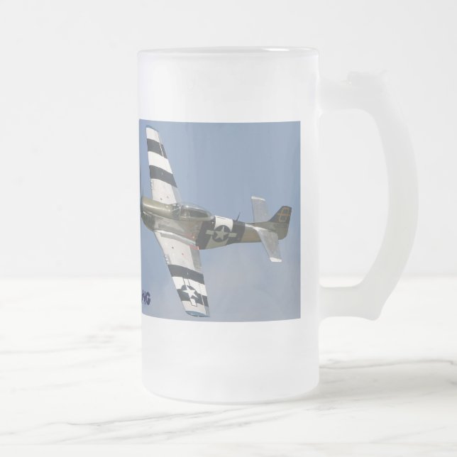 CANECA DE CERVEJA VIDRO JATEADO MUSTANG P-51 (Direita)