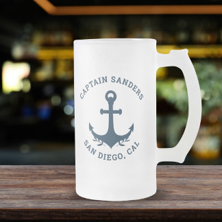 Caneca De Cerveja Vidro Jateado Name of Captain Blue's Ship