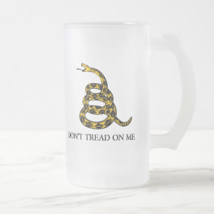 Caneca De Cerveja Vidro Jateado não pise em mim - o libertário da bandeira de