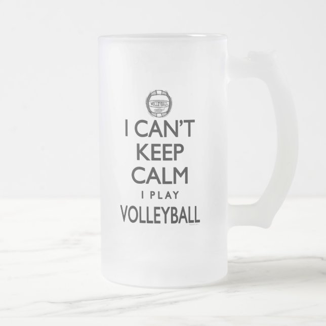 Caneca De Cerveja Vidro Jateado Não pode manter o voleibol calmo (Direita)
