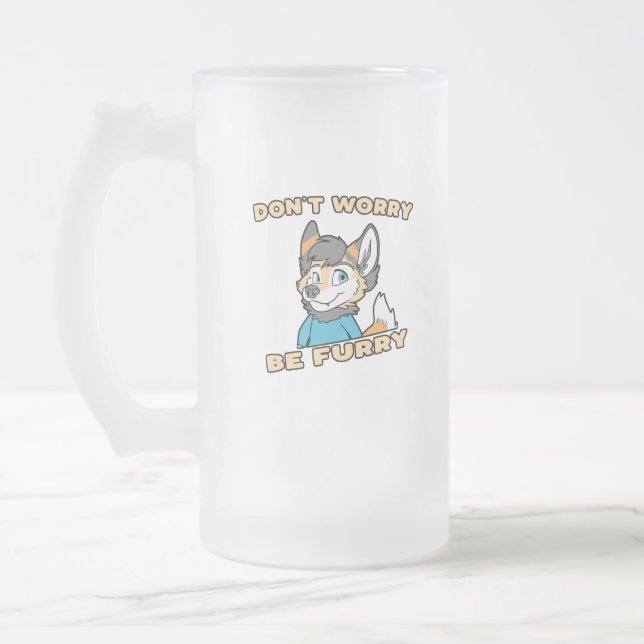 Caneca De Cerveja Vidro Jateado Não se preocupe com o Furry Furry Fandom Fursuit p (Esquerda)