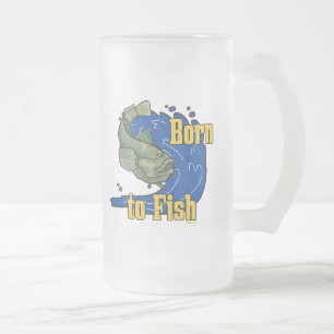 Caneca De Cerveja Vidro Jateado Nascer para pescar Camisa