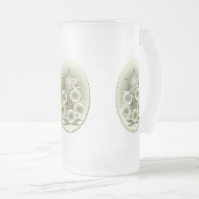 Caneca De Cerveja Vidro Jateado Natal antigo (Frente Esquerda)