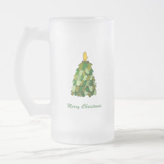 Caneca De Cerveja Vidro Jateado Natal Mittens Mug (Esquerda)
