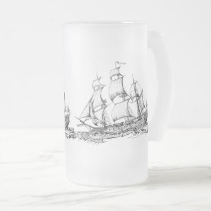 Caneca De Cerveja Vidro Jateado navio