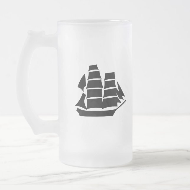 Caneca De Cerveja Vidro Jateado Navio de pirata. Navio de navigação (Esquerda)